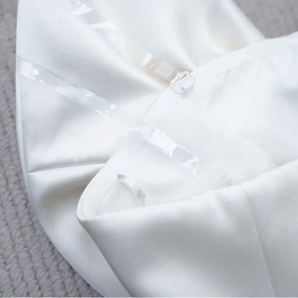 NWOT Bronx and Banco Evie‎ Bow Satin Minidress Elegant white Mini Dress - Picture 14 of 15